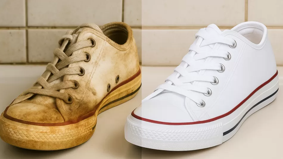 Weder Essig noch Backpulver: eine bleichende Mischung zum Reinigen von Turnschuhen, damit sie wieder wie neu aussehen
